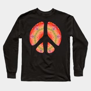 Peace Symbol - Red Pattern 2 Long Sleeve T-Shirt